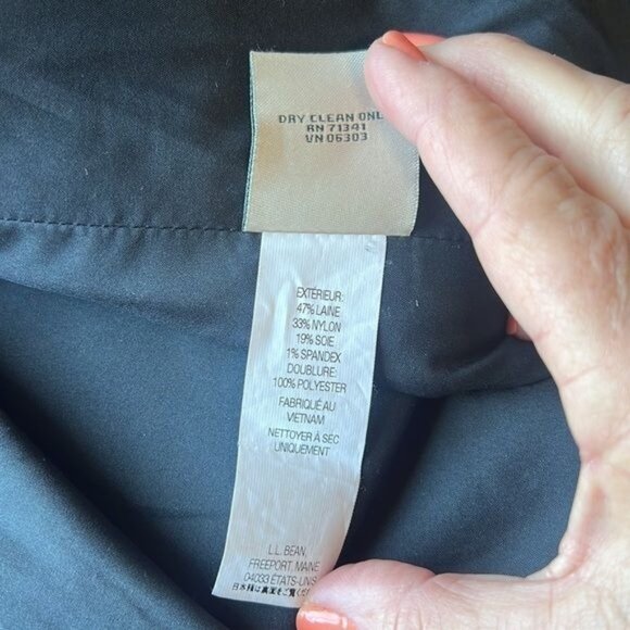 LL Bean Blazer Bellandi Black Houndstooth Print Lined Italian Wool Womens Sz M - Picture 9 of 12